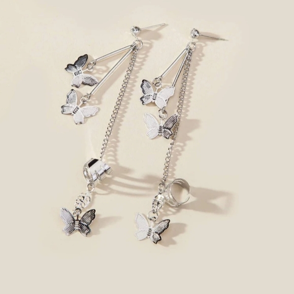*Audrey* Butterfly Cuff and Chain Earrings - Picture 3 of 4